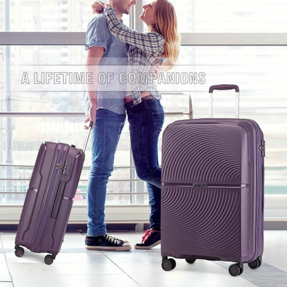 British Traveller 24 Inch Spinner Hard Shell PP Suitcase with TSA Lock - Purple