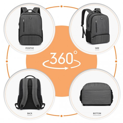 Kono Multi Compartment Backpack with USB Connectivity - Grey | Stylish & Functional, Ideal for Everyday Use