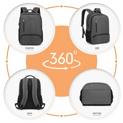Kono Multi Compartment Backpack with USB Connectivity - Grey | Stylish & Functional, Ideal for Everyday Use