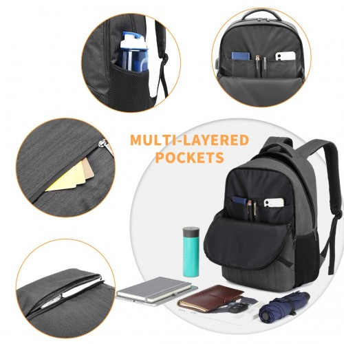 Kono Multi Compartment Backpack with USB Connectivity - Grey | Stylish & Functional, Ideal for Everyday Use