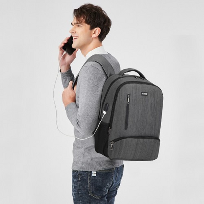 Kono Multi Compartment Backpack with USB Connectivity - Grey | Stylish & Functional, Ideal for Everyday Use