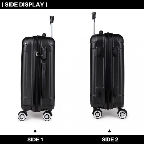 Kono 24 Inch ABS Hard Shell Suitcase Luggage - Lightweight & Durable - Black