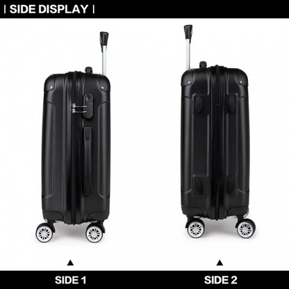 Kono 24 Inch ABS Hard Shell Suitcase Luggage - Lightweight & Durable - Black