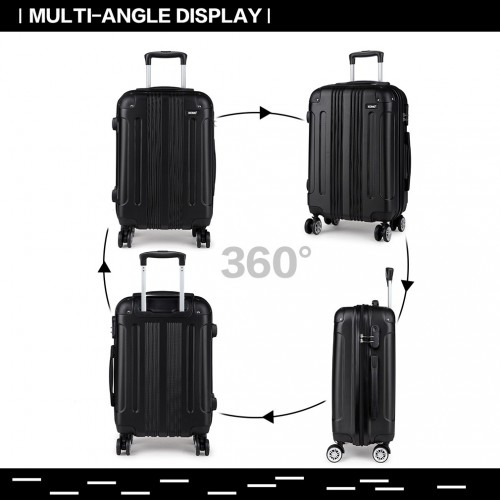 Kono 24 Inch ABS Hard Shell Suitcase Luggage - Lightweight & Durable - Black