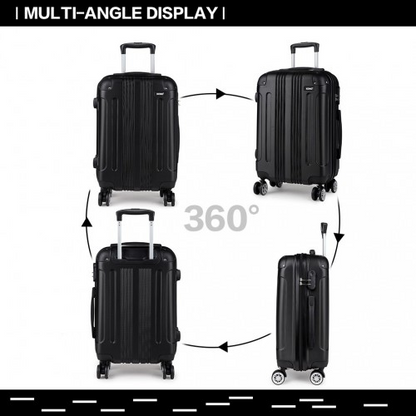 Kono 24 Inch ABS Hard Shell Suitcase Luggage - Lightweight & Durable - Black