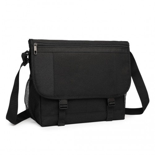 Kono High Security Messenger Bag Satchel Shoulder Bag - Black | EQ2260 | 15.6" Laptop Compatible