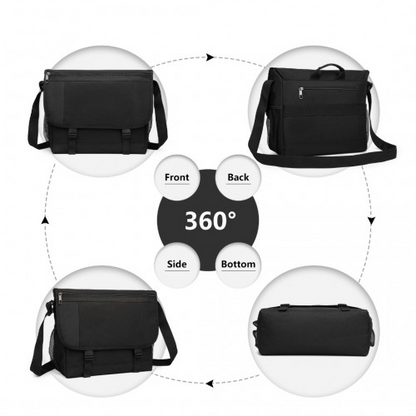 Kono High Security Messenger Bag Satchel Shoulder Bag - Black | EQ2260 | 15.6" Laptop Compatible