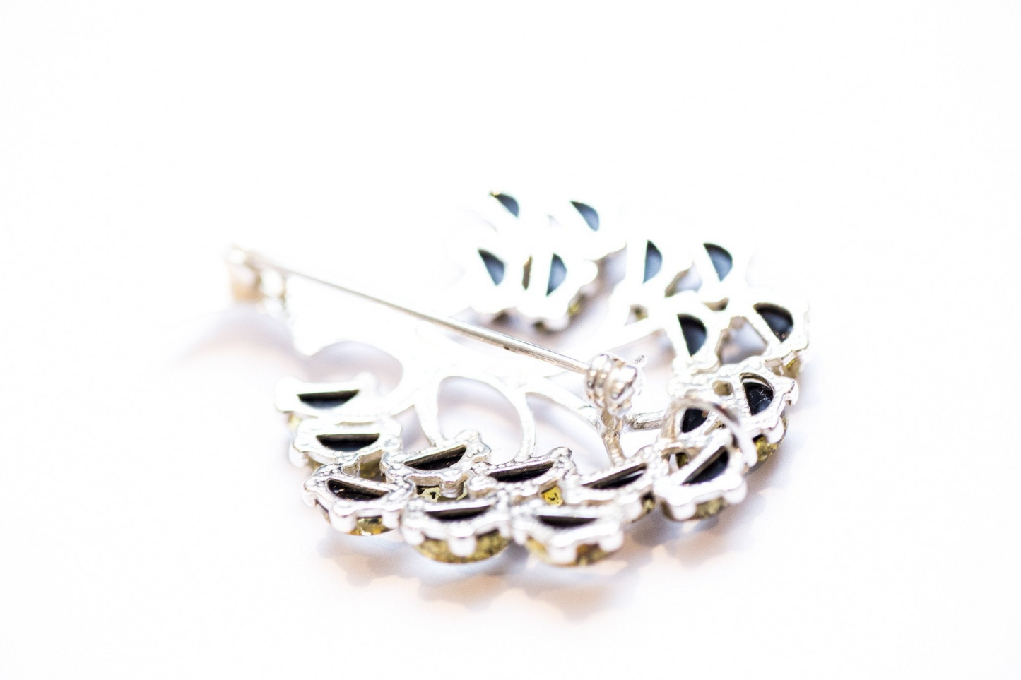 Green Amber Tree of Life Brooch - Sterling Silver with Baltic Amber Gemstones