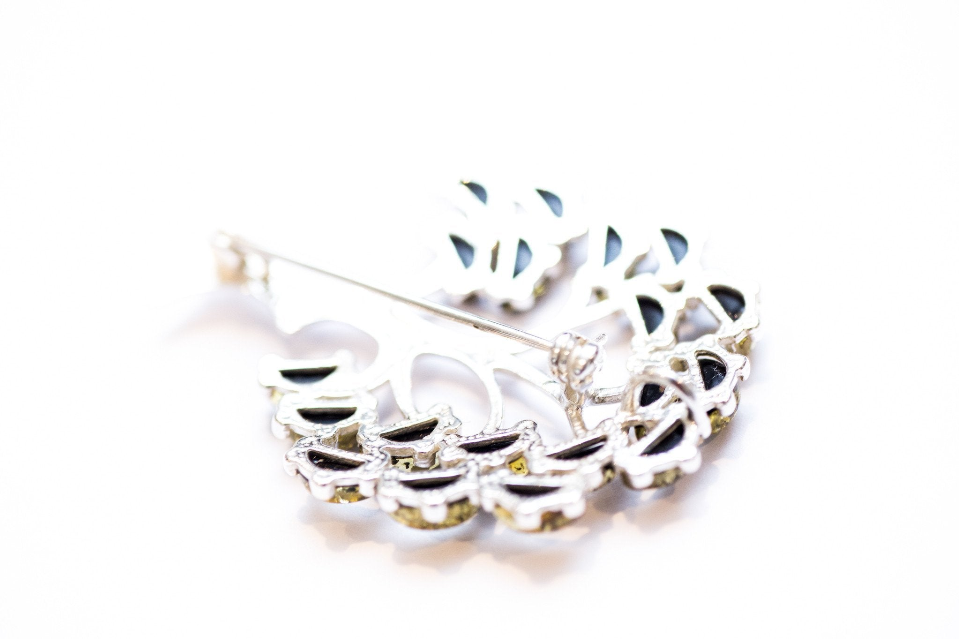 Green Amber Tree of Life Brooch - Sterling Silver with Baltic Amber Gemstones