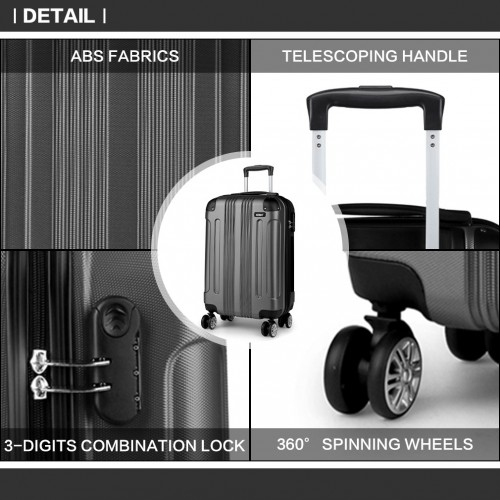 Kono 19 Inch ABS Hard Shell Suitcase Luggage - Grey | Lightweight & Durable