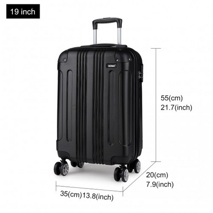 Kono 19 Inch ABS Hard Shell Suitcase Luggage - Black