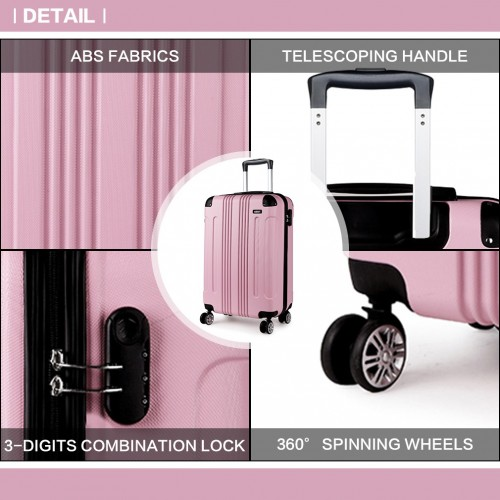 Kono 19 Inch ABS Hard Shell Suitcase Luggage - Lightweight, Durable, and Stylish in Pink