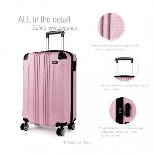 Kono 19 Inch ABS Hard Shell Suitcase Luggage - Lightweight, Durable, and Stylish in Pink