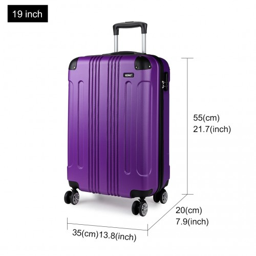 Kono 19 Inch ABS Hard Shell Suitcase Luggage - Purple | Lightweight & Durable