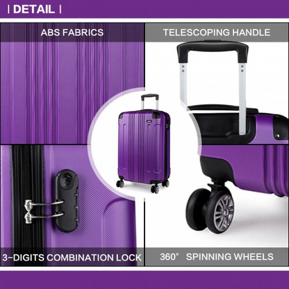 Kono 19 Inch ABS Hard Shell Suitcase Luggage - Purple | Lightweight & Durable