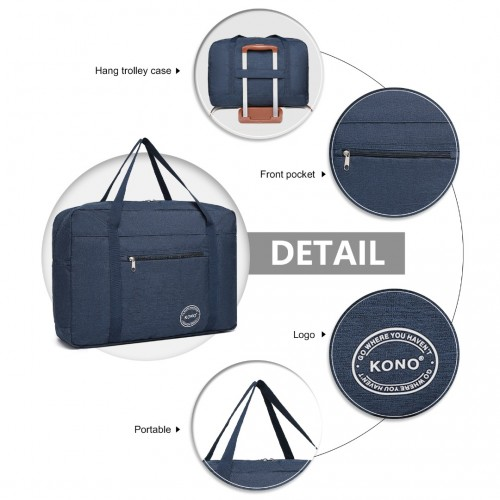Kono Foldable Waterproof Storage Cabin Travel Handbag - Navy | EQ2308