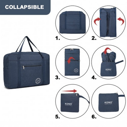 Kono Foldable Waterproof Storage Cabin Travel Handbag - Navy | EQ2308