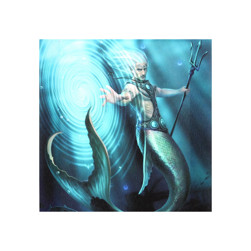 19x25cm Water Element Wizard Canvas Wall Print Plaque by Anne Stokes