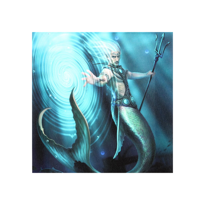 19x25cm Water Element Wizard Canvas Wall Print Plaque by Anne Stokes