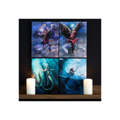 19x25cm Water Element Wizard Canvas Wall Print Plaque by Anne Stokes