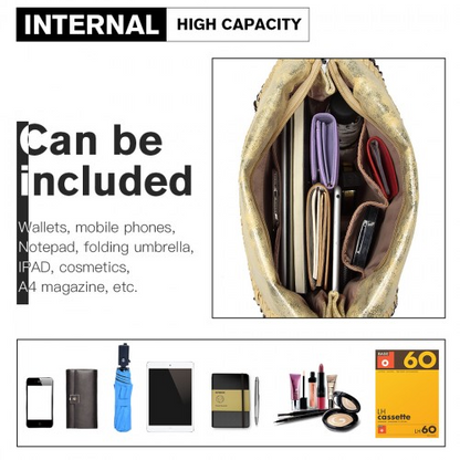 Miss Lulu Metallic Effect Chain Tote Bag - Yellow | Stylish & Versatile