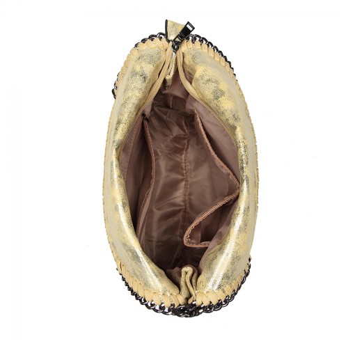 Miss Lulu Metallic Effect Chain Tote Bag - Yellow | Stylish & Versatile