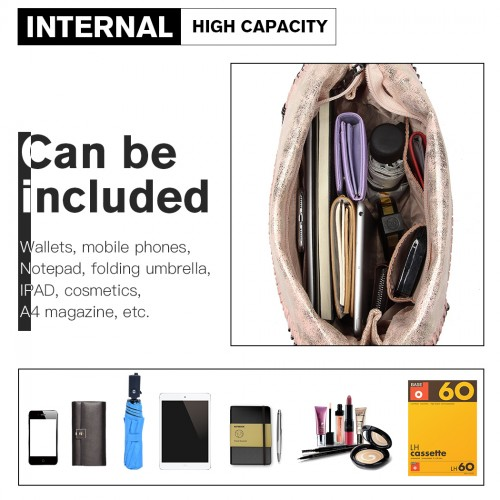 Miss Lulu Metallic Effect Chain Tote Bag - Pink | Stylish & Versatile Handbag