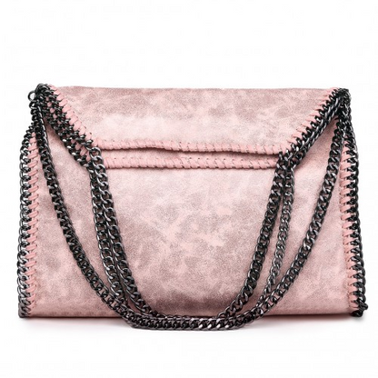 Miss Lulu Metallic Effect Chain Tote Bag - Nude | Stylish & Versatile Handbag