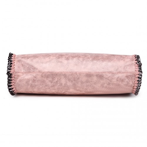 Miss Lulu Metallic Effect Chain Tote Bag - Nude | Stylish & Versatile Handbag