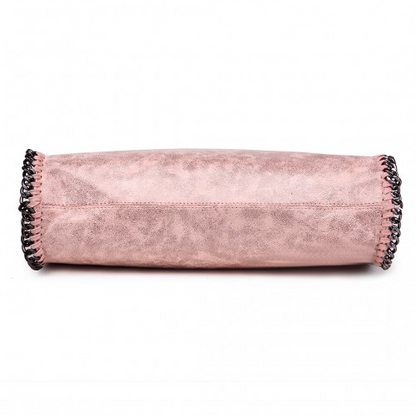 Miss Lulu Metallic Effect Chain Tote Bag - Nude | Stylish & Versatile Handbag