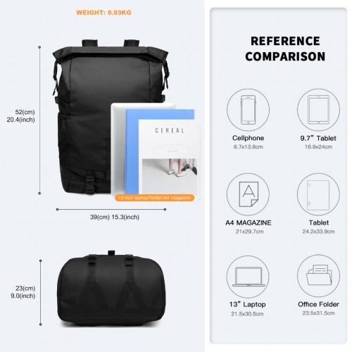 Kono Large Capacity Basketball Sports Fitness Backpack - Black | EQ2302