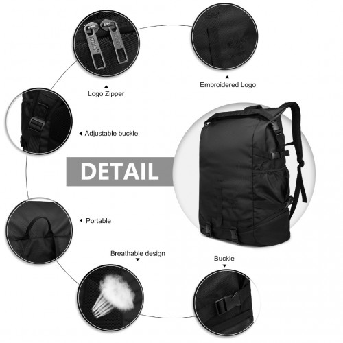 Kono Large Capacity Basketball Sports Fitness Backpack - Black | EQ2302