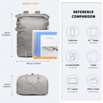 Kono Large Capacity Basketball Sports Fitness Backpack - Grey | EQ2302