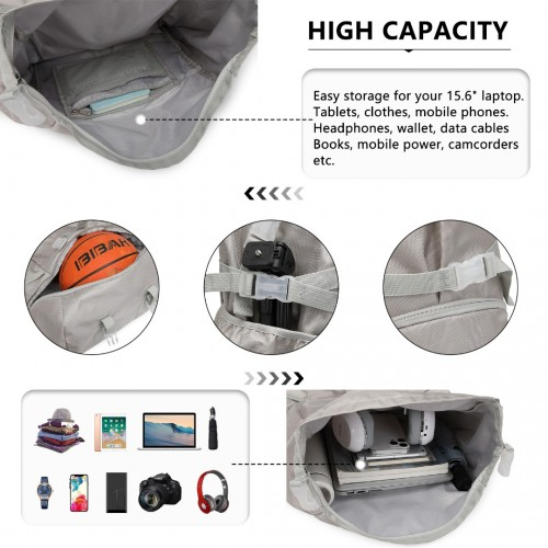 Kono Large Capacity Basketball Sports Fitness Backpack - Grey | EQ2302