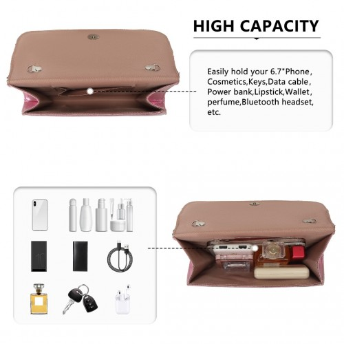 Miss Lulu Stunning Pink Sequins Evening Clutch Bag with Chain Shoulder Strap