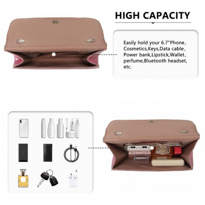 Miss Lulu Stunning Pink Sequins Evening Clutch Bag with Chain Shoulder Strap