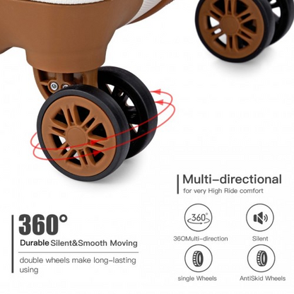 Kono Vertical Stripe Hard Shell Suitcase 19 Inch Luggage - Cream | Lightweight & Durable Travel Case