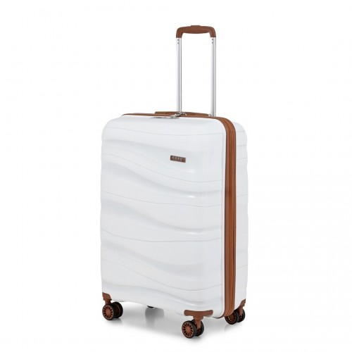 Kono 20 Inch Lightweight Polypropylene Hard Shell Suitcase with TSA Lock - Cream