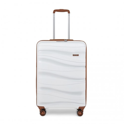 Kono 20 Inch Lightweight Polypropylene Hard Shell Suitcase with TSA Lock - Cream