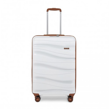 Kono 20 Inch Lightweight Polypropylene Hard Shell Suitcase with TSA Lock - Cream