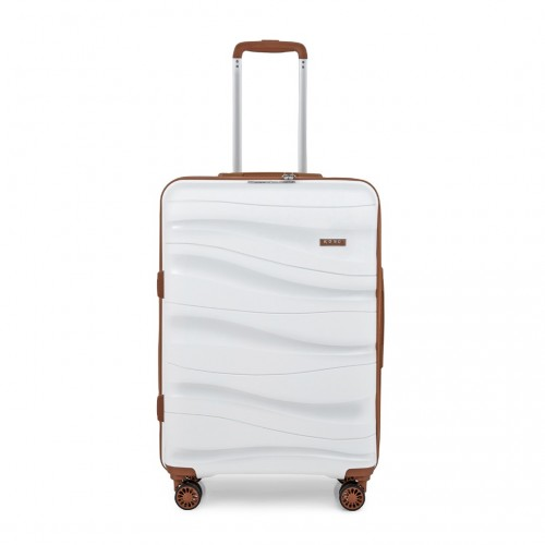 K2094L - Kono 28 Inch Lightweight Polypropylene Hard Shell Suitcase With TSA Lock - Cream