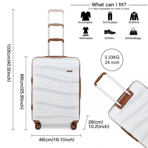 Kono 24 Inch Lightweight Hard Shell Suitcase with TSA Lock, Cream - K2094L