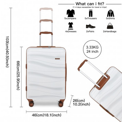 Kono 24 Inch Lightweight Hard Shell Suitcase with TSA Lock, Cream - K2094L