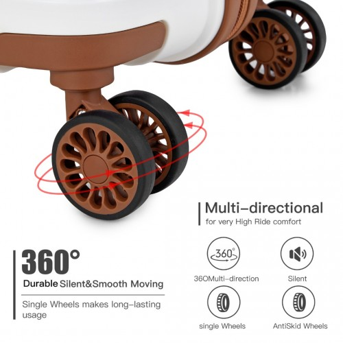 Kono 24 Inch Lightweight Hard Shell Suitcase with TSA Lock, Cream - K2094L