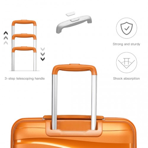 Kono 20 Inch Lightweight Polypropylene Hard Shell Suitcase With TSA Lock - Orange