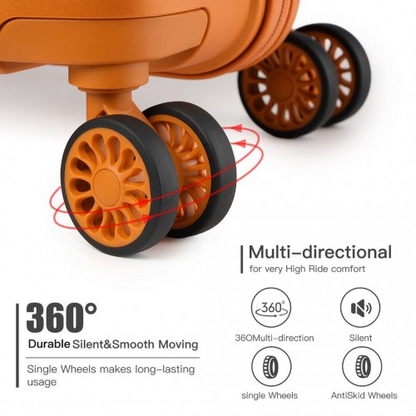 Kono 20 Inch Lightweight Polypropylene Hard Shell Suitcase With TSA Lock - Orange