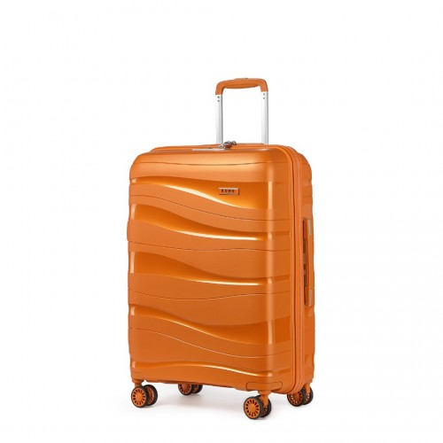 Kono 24 Inch Lightweight Polypropylene Hard Shell Suitcase with TSA Lock - Orange