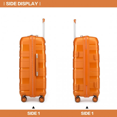 Kono 24 Inch Lightweight Polypropylene Hard Shell Suitcase with TSA Lock - Orange