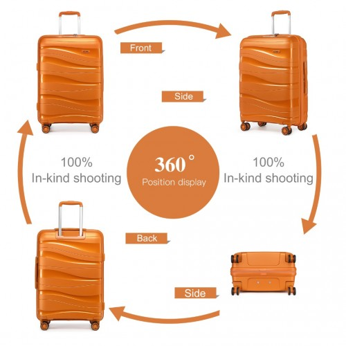 Kono 24 Inch Lightweight Polypropylene Hard Shell Suitcase with TSA Lock - Orange