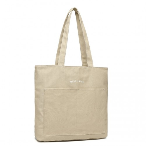 Miss Lulu Large Capacity Canvas Shopping Shoulder Bag - Versatile Khaki Tote